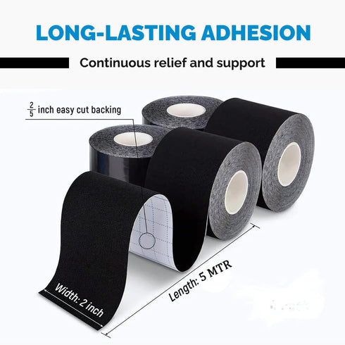 Joint Forces Waterproof Kinesiology Tape - 2 inches x 16.5 ft. per roll, Latex-Free, for Muscle Pain Relief and Joint Support (Blue)...