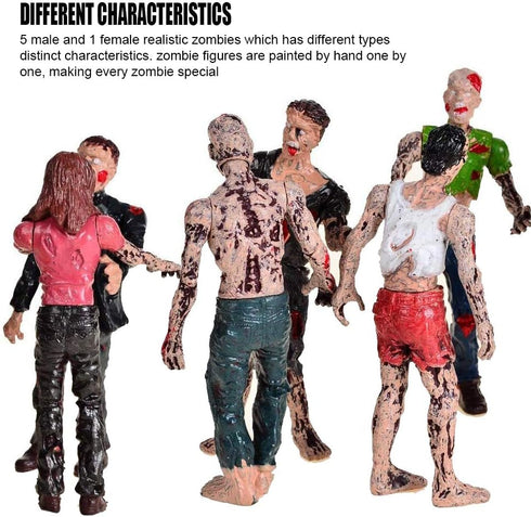 6 Pcs Zombie Dolls Action Figures Toys Walking Dead Toys Terror Corpse Articulated Joints Miniature Model for Halloween Party Decorations As Gifts...