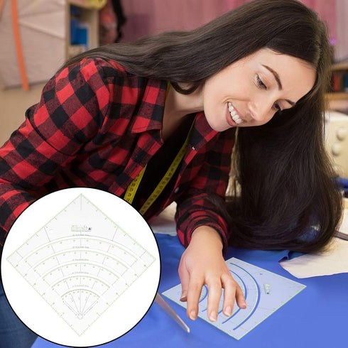 Comforter Quilting Ruler Acrylic Arcs and Fans Circle Cutter Quilter Ruler Tailor Ruler Patchwork Ruler Sewing Ruler for Fabric DIY Craft Scale Ru...
