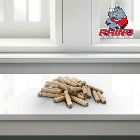 3/8" x 2" - 100 Pack Wooden Dowel Pins - Kiln Dried, Fluted, and Beveled (3/8" x 2", 100pk)...