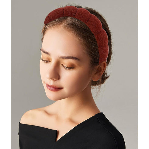 2 PCS Puffy Spa Headband for Women Sponge Headbands for Girls Terry Towel Cloth Fabric Head Band for Face Washing, Skincare, Makeup Removal, Facia...