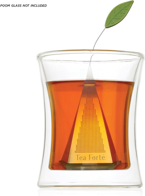 Tea Forte Icon Stainless Steel Loose Leaf Tea Infuser, Extra Fine Strainer with Silicone Leaf and Base...