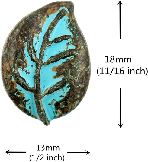 Bezelry 12 Pieces Leaf Metal Shank Buttons 18mm X 13mm (Green Patina Varnished)...