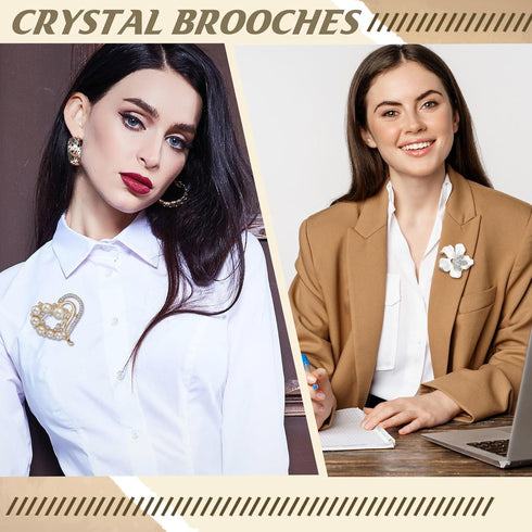10 Pcs Brooches for Women Calla Lily Butterfly Pearl Brooch Pin Lapel Elegant Crystal Rhinestone Heart Flower Bulk Brooches for Wedding Bridal Dre...