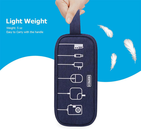 HESTECH Electronics Organizer Travel Charger Case Cord Cable Organizer Bag Portable Waterproof Double Layers All-in-one Storage for Charger Mouse ...