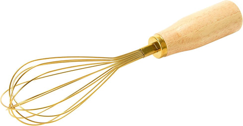 Bloomingville Standing Stainless Steel Wood Handle, Gold Finish Whisk, 10.25"...