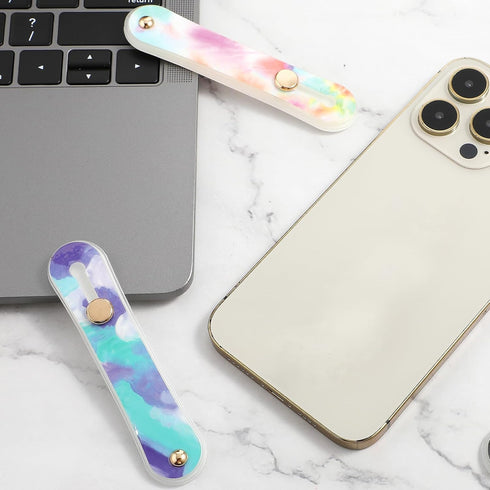 2Pcs Phone Loop Finger Holder, Silicone Phone Grip Phone Finger Strap Stand Universal Portable Finger Kickstand for Most Smartphones (2pcs-Colorfu...