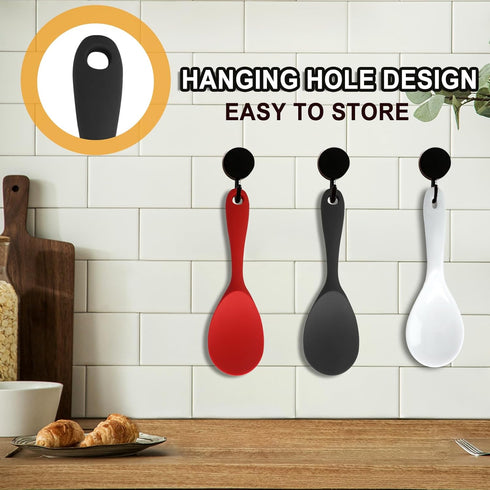 Vonty 2pcs Silicone Non Stick Heat Resistant Rice Paddle Spoon 8.8 Inch, Black...