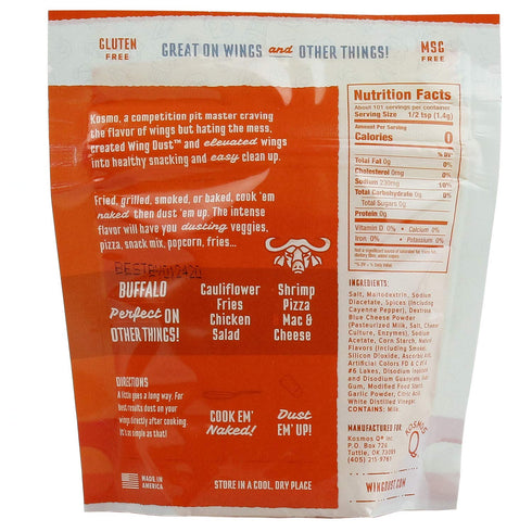 Kosmos Q Buffalo Wing Dust, Classic Buffalo Seasoning Powder For Chicken, Popcorn, Fries & More, Bold & Spicy Chicken Wing Seasoning, Dry Rub Dust...