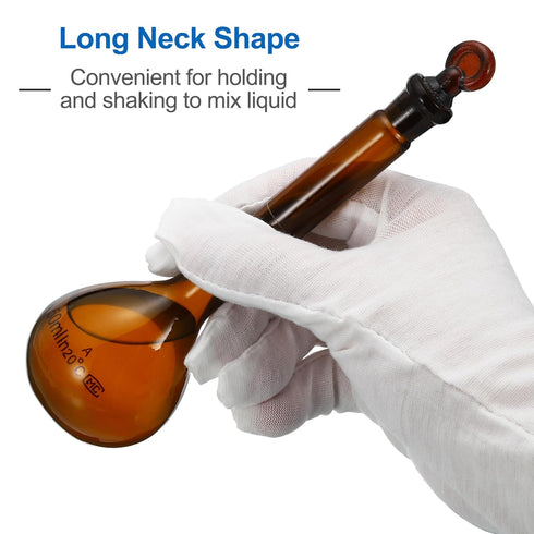 PATIKIL 50ml Volumetric Flask, 2Pcs 3.3 Borosilicate Glass Graduated Volumetric Measuring Flask with Glass Stopper Tolerance 0.32ml for Lab Experi...