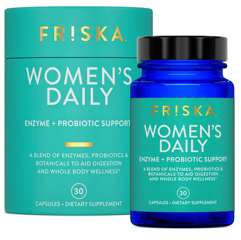 FRISKA Women’s Daily Digestive Enzyme and Probiotics Supplement, Advanced Natural Support for Female Digestive Health, Fights Bloating, Eases Dige...