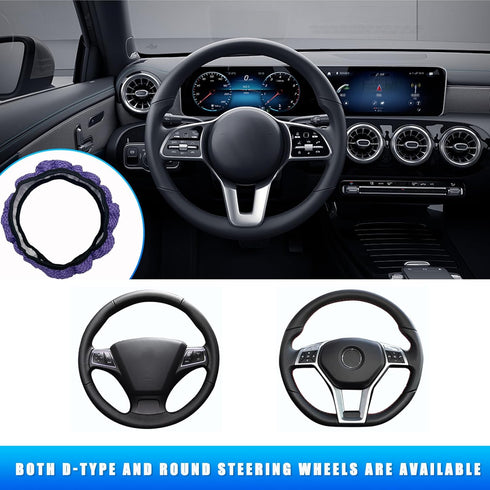 3 PCS Car Gear Shift Knob Cover & Handbrake Cover & Steering Wheel Cover, Anti-Slip Breathable Comfortable Handbrake Gear Shift and Steering Wheel...
