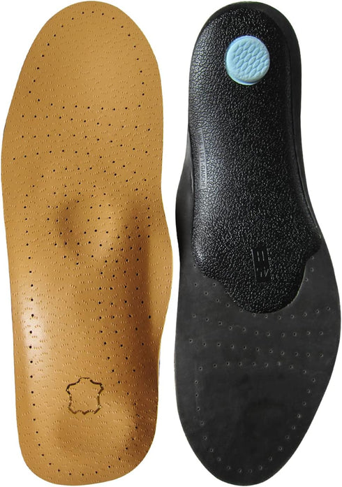 Thin Leather Insoles for Men Arch Support Insoles for Pain Relief Heel Spurs Plantar Fasciitis Orthotic Insoles for Men Thin Shoe Soles with Semi-...
