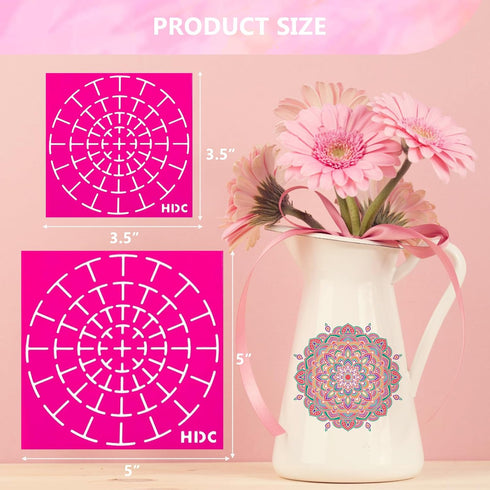 Mandala Dotting Tools, 2PCS Mandala Stencils, Mandala Dot Painting Stencils, DIY Painting, Reusable Mandala Stencil Template Set for Wood, Fabric,...