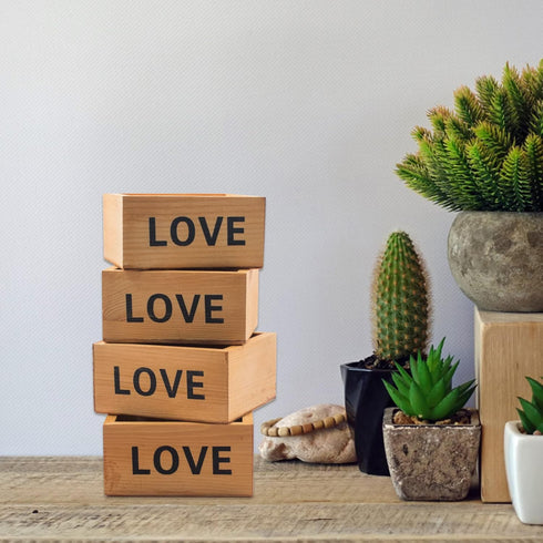4 Pack Unfinished Wooden Box Rustic Small No Lid Wood Square Storage Organizer for DIY Crafts, Jewelry, Collectibles, and Home Decoration Succulen...