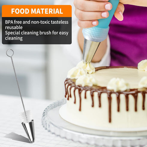 ALLTOP Piping Bags and Tips Set -Ultimate Cake Decorating Supplies Kit - Included 2 Reusable Silicone Bag, 2 Couplers, 12 Frosting Tips, 2 Ties, 3...