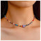 Boho Sean Bead Choker Necklace Rainbow Beaded Flower Clavicle Necklace Beach Colorful Rice Bead Necklace Chain Summer Rainbow Choker Necklace Chai...