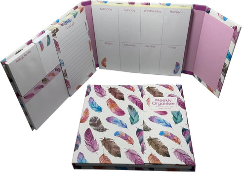 Cutepaper - Cute Paper Weekly Organiser Self-Stick Notes, Pastel Memo Pad Set, Weekly Note Pad, Colored Printing with Feather Shapes, Mini Sticky ...