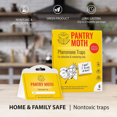 Pantry Moth Trap 6-Pack - Pantry Moth Glue Traps for House Pantry, Pantry Moth Traps for Food and Cupboard Moths, Pantry Moth Traps with Pheromone...