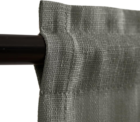 Vangao Grey Kitchen Curtains 36 Inch Length Casual Weave Textured Cafe Curtains Semi Sheer Short Drapes for Bathroom Bedroom Tier Drapes Rod Pocke...