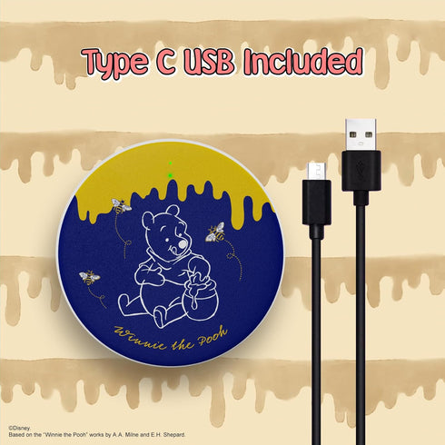 Disney Winnie The Pooh Wireless Charging Pad- 10 Watt Wireless Charging Station Compatible with All Qi Enabled Devices | Classic Winnie The Pooh G...