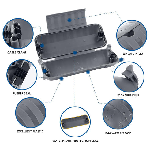 RESTMO Outdoor IP44 Waterproof Electrical Box, Weatherproof Extension Cord Cover, Safety Seal Enclosure to Protect Power Connections, Holiday Ligh...