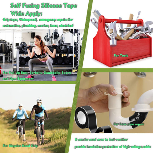 Silicone Grip Tape Sealing Fusing Rubber Wrap for Handles Pull Up Bars Barbells Dumbbells Sports & Gym Equiment Water Emergency Pipeline Repair To...