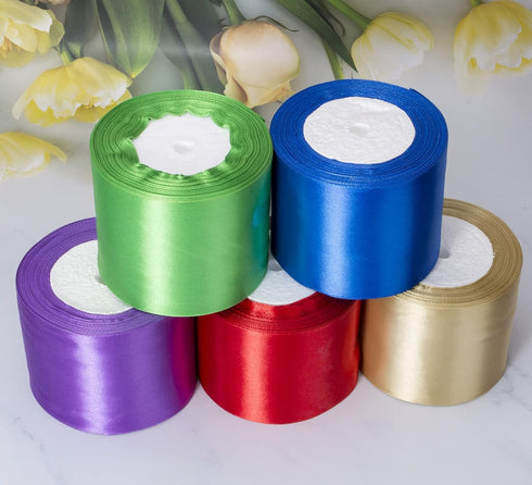 ATRBB 25 Yards 3 Inches Wide Satin Ribbon Perfect for Wedding Satin Chair Sash and Gift Wrapping (Old Gold)...