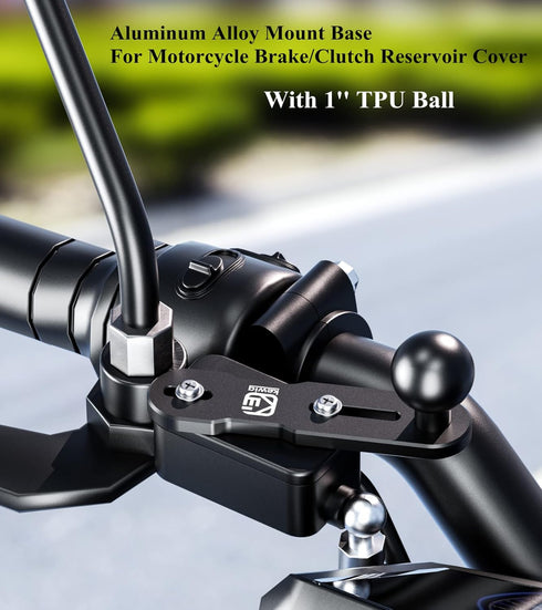 BRCOVAN Aluminum Alloy Mount Base with 1'' TPU Ball for Motorcycle Brake/Clutch Reservoir Cover Compatible with RAM Mounts B Size 1 Inch Ball Doub...
