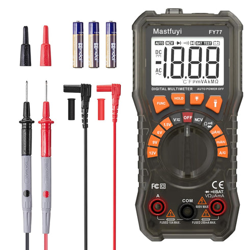 Multimeter Digital, Battery Tester, Multi Tester NCV Non-Contact Voltage Detection, Electrical Tester Auto-Ranging, True RMS 2000 Counts, AC/DC Vo...