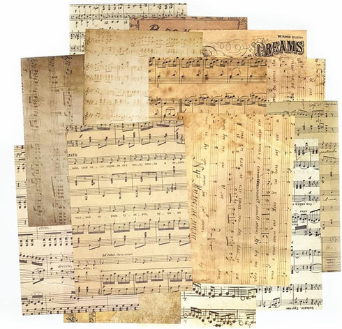 150pcs Scrapbooking Paper,Old Book Page Music Notes Background Material Paper for DIY Decoupage Junk Journal Scrapbooks Supplies...