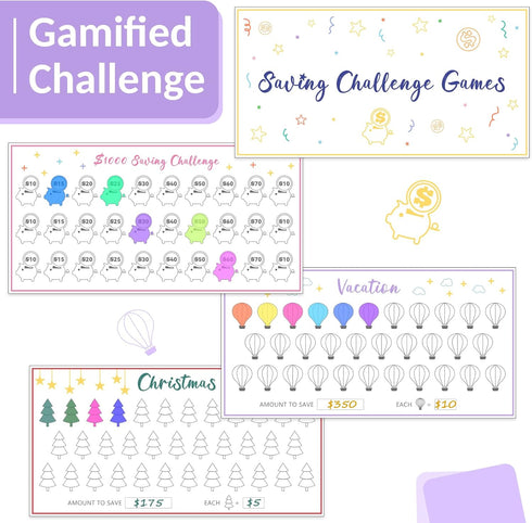 Sooez Budget Binder with Money Saving Challenge, Money Saving Binder with Cash Envelopes, Expense Sheets, Challenge Tracker & Category Labels, Env...