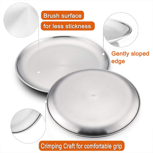P&P CHEF 10 Inch Pizza Pan, 3 Pieces Stainless Steel Round Pizza Tray Dish Plate For Oven Baking Roasting, Healthy & Heavy Duty, Rust Free & Dishw...