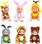 4 Inch Mini Baby Dolls Toys 6 Pcs Gift Set, Cute Baby Dolls Toys with Interchangeable Animal Clothes, Mini Reborn Baby Dolls Gifts for Boys and Gi...