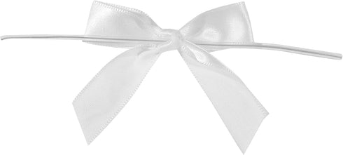Reliant Ribbon 5171-03003-2X1 Satin Twist Tie Bows - Small Bows, 5/8 Inch X 100 Pieces, White...