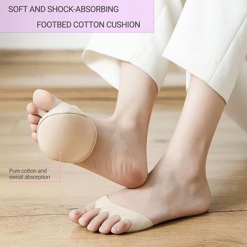 Ball of Foot Cushions (5 Pairs) - Metatarsal Pads for Women & Men, Soft Forefoot Pads for Ball of Feet, Reusable, Breathable, Prevent Pain & Disco...