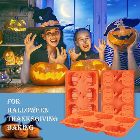 Pumpkin Muffin Mold 3 Pack Pumpkin Cake Pan Silicone Molds, Mini Cake Trays Thanksgiving Halloween Baking Molds Cupcake Pan Hot Chocolate Bomb Mol...