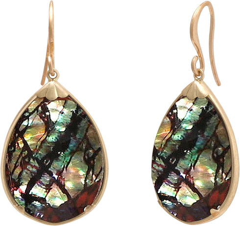 Boho Gold Teardrop - White, Turquoise, Purple, Abalone and Jupiter Shell Crystal Dangle Earrings for Women...