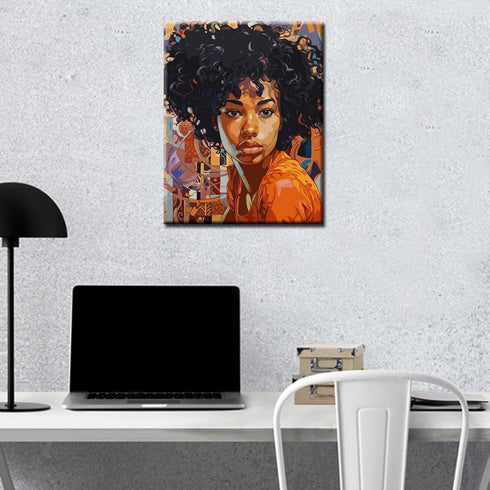 African American Girl Oil Painting Paint by Number Kits 16 x 20 inch Canvas Abstract Graffiti Women Afro Girl DIY Painting for Kids Students Adult...