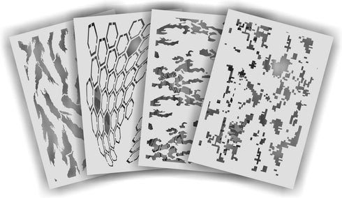 Redleg Camo® 912/4 4 Piece 14"x11" Multicamo Tiger Digital OCP hex Camouflage Stencil kit...