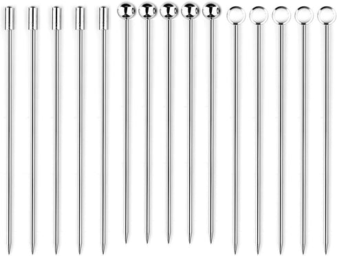 I-MART 15 Pack Stainless Steel Cocktail Picks Martini Olive Skewers, Reusable Metal Garnish Sticks for Drinks, Appetizers, Bloody Mary, Olives, Ci...
