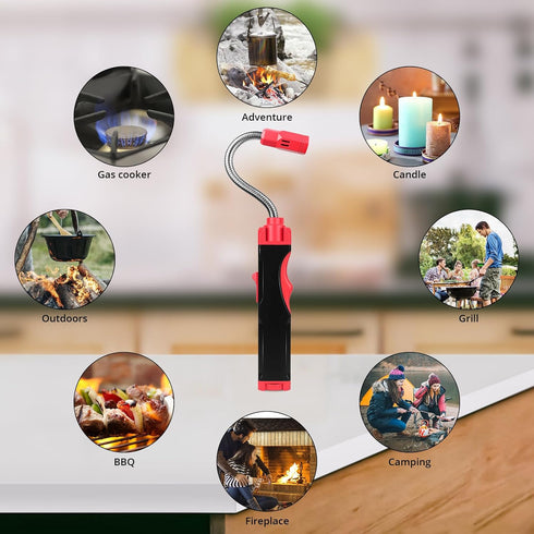 Sondiko Butane Torch Lighter, Refillable Long Lighter, Jet Flame Windproof Lighter with Adjustable Flame, 360° Flexible Neck for Candle, Cooking, ...