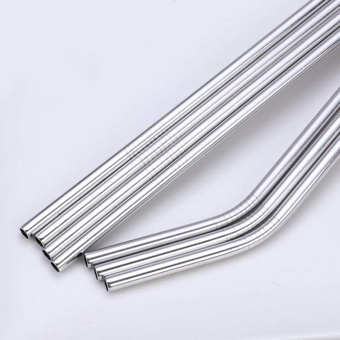 18 Piece Silver Stainless Steel Straws, 8.5 '' Reusable Drinking Straws,with Portable pouch (8 Straight/8 Bent/2 Brushes)...