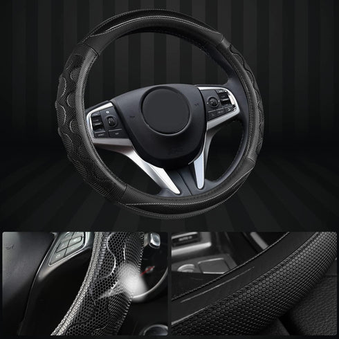 GIANT PANDA Steering Wheel Cover for Acura RDX and MDX, Car Steering Wheel Cover for Acura TLX and TL - Black...
