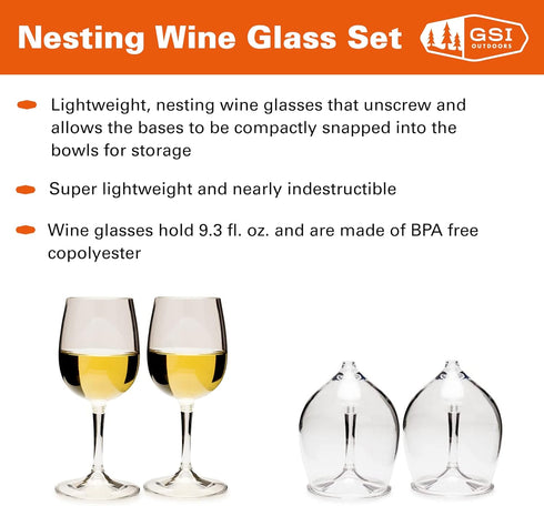GSI Outdoors Nesting Red Wine Glass Set...