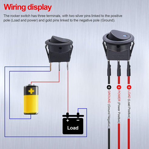 Twidec/8Pcs SPST Round Dot Lighted Rocker Switch Toggle Control for Car Or Boat 20A 12V DC On/Off 4 Colors LED Light with Pre-soldered Wires KCD2-...