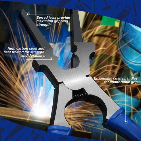 SPEEDWOX Professional MIG Welding Pliers 8 Inches 6 in 1 Multi Functional Tool Drop Forged High Carbon Steel for Scraping Spatter Gripping Drawing...