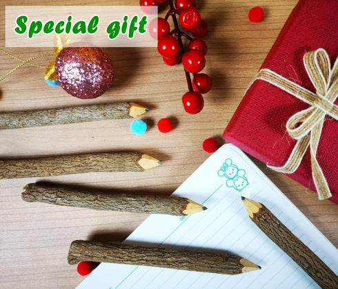 NUTTA - 12 Pencils Graphite Wooden Pencils Rustic Branch & Twig Wood Pencil Home Decoration or Gift Handmade Wooden Craft DIY Decorate Room Decor ...