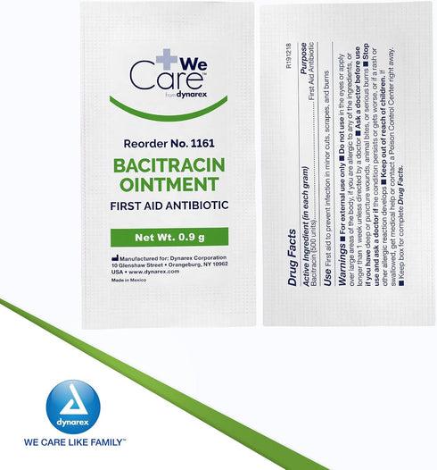 Dynarex Bacitracin Topical Ointment USP - First Response Wound Care Supplies for Minor Cuts, Scrapes & Burns - Helps Keep Wounds Clean - 1 Box of ...