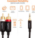 Amazon Basics 3.5 Aux to 2 x RCA Adapters, Audio Cable for Amplifiers, Active Speakers with Gold-Plated Plugs, 25 Feet/7.6 m, Black...